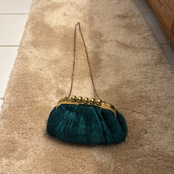 Chic Teal Clutch with Gold Accents - Picture 3 of 9